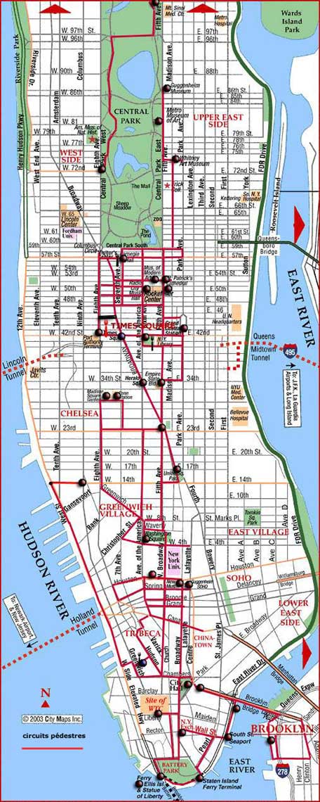 Circuit 5 jours à New-York - Carte de Manhattan